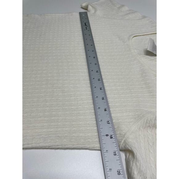 2 Piece Cardigan Sweater Set Long Sleeve T-Shirt Top Cream Knit Large Fisherman - Picture 12 of 15